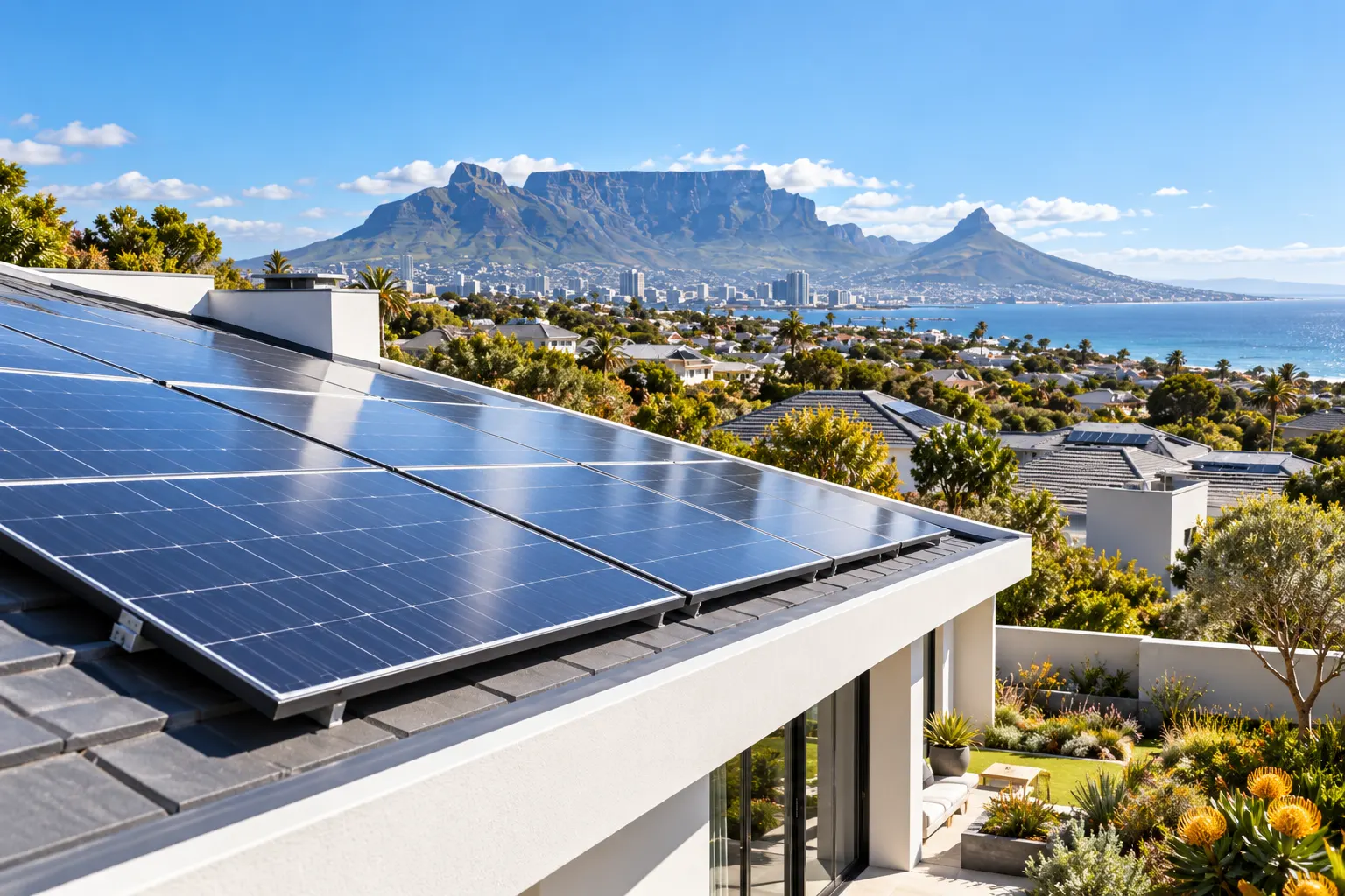 Solar panels on a suburban roof